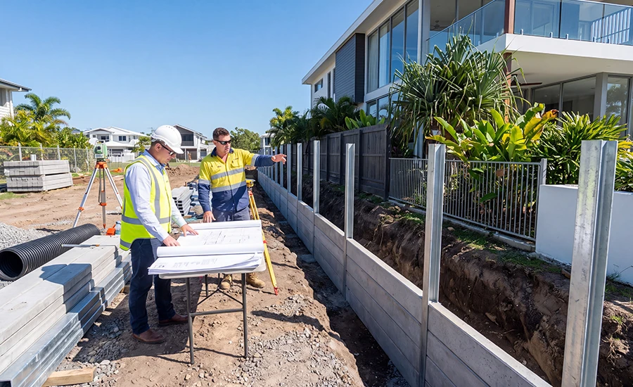 Retaining wall approval QLD engineering inspection at a Sunshine Coast home